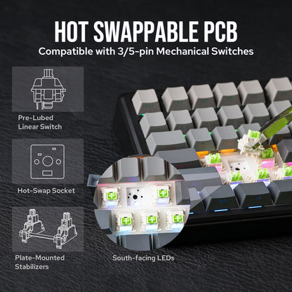 75% Wireless Mechanical Keyboard with TFT Screen and Knob