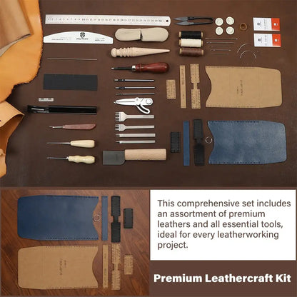 63-Piece Leatherworking Tool Kit for DIY & Repair