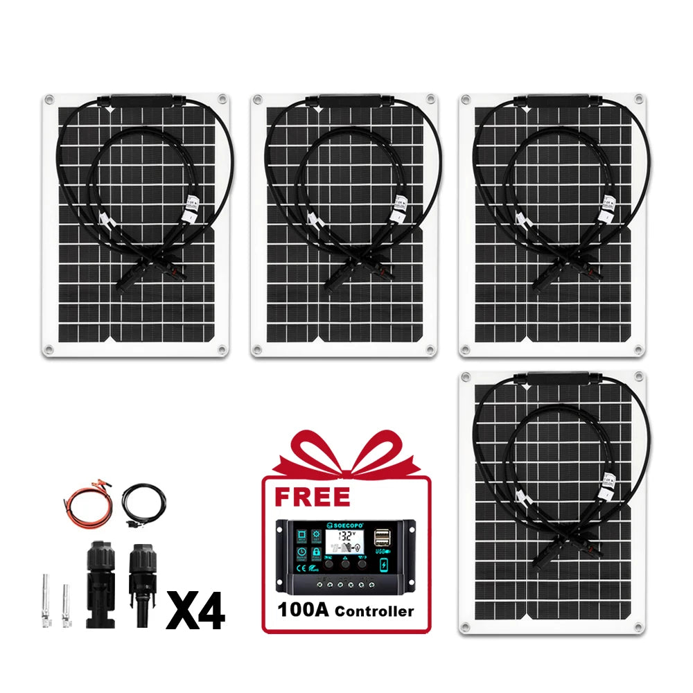 2400W Outdoor Solar Panel Kit with USB Charging