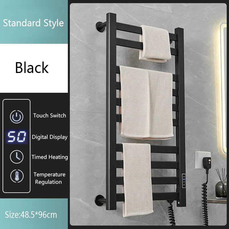 Smart Black Heated Towel Rack