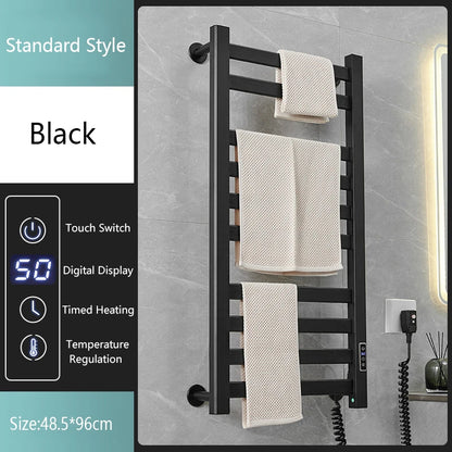 Smart Black Heated Towel Rack