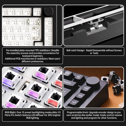 Modular 75% Keyboard RGB Hot Swap Black Kit