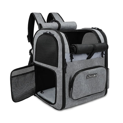 Travel Pet Backpack Breathable Carrier with Sturdy Frame Grey