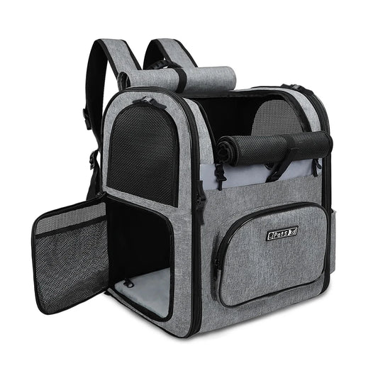 Travel Pet Backpack Breathable Carrier with Sturdy Frame Grey