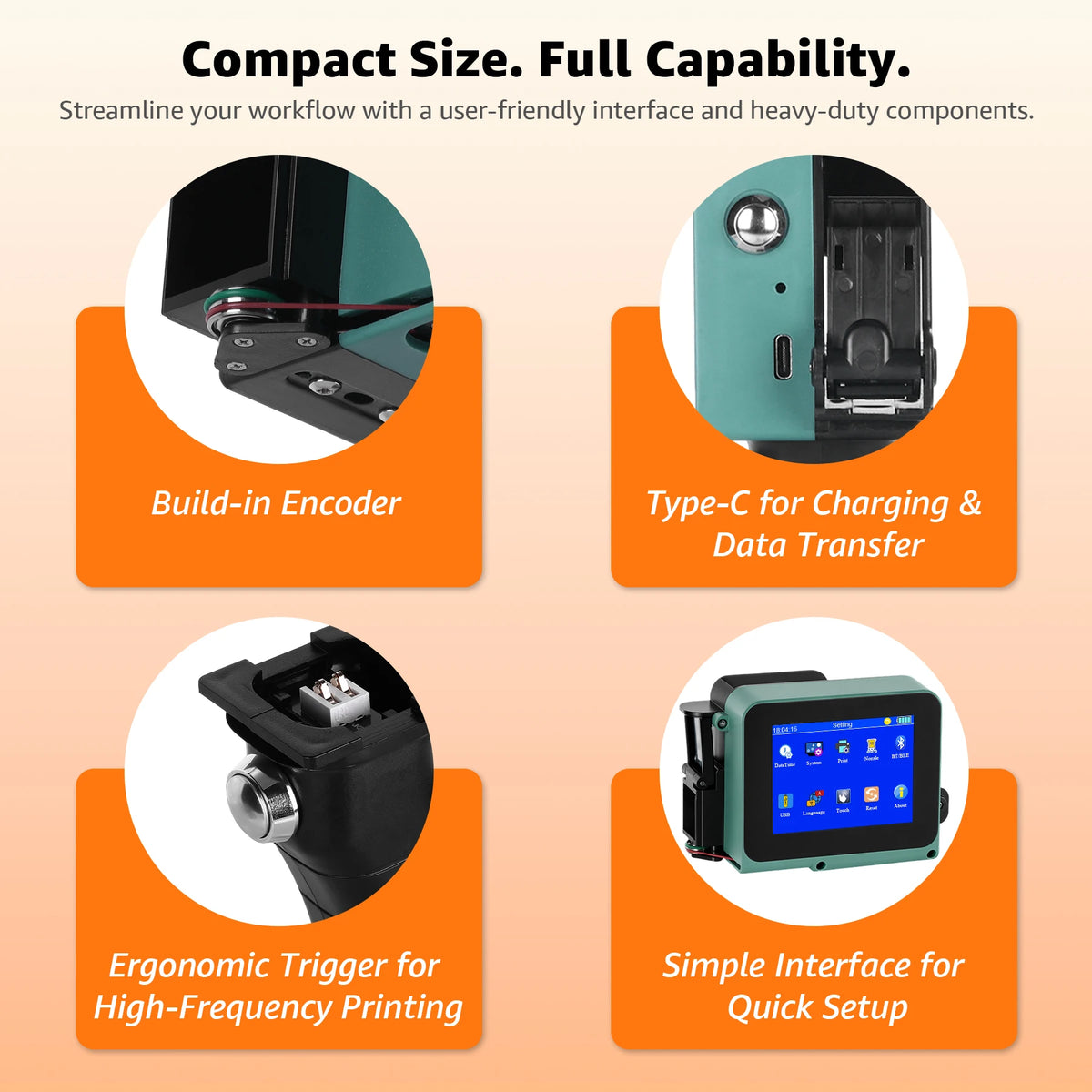 Mini Handheld Inkjet Printer 12.7mm Batch Date QR Barcode
