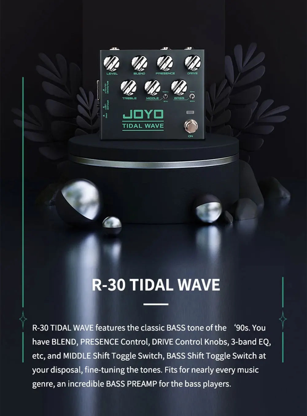 Portable Bass Guitar Pedal Tidal Wave Preamp Effect