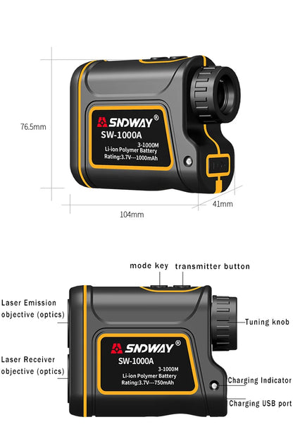 Long Range 1500m Laser Rangefinder for Golf Hunting
