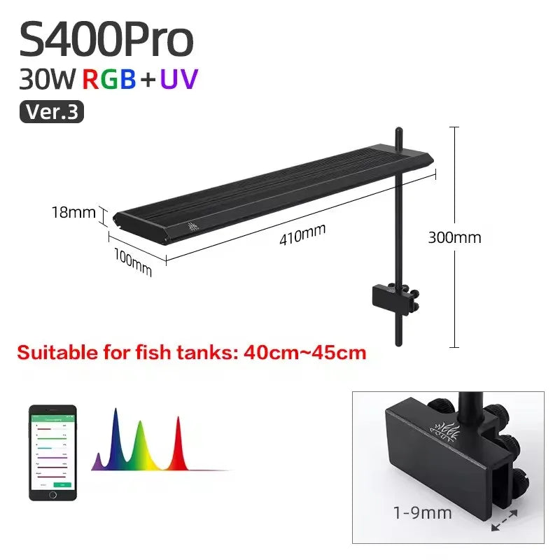 30W Aquarium LED Light Full Spectrum RGB Bluetooth Control