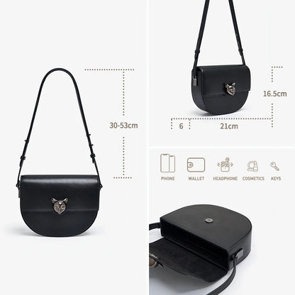 Luxury Leather Saddle Bag Stylish Casual Handbag