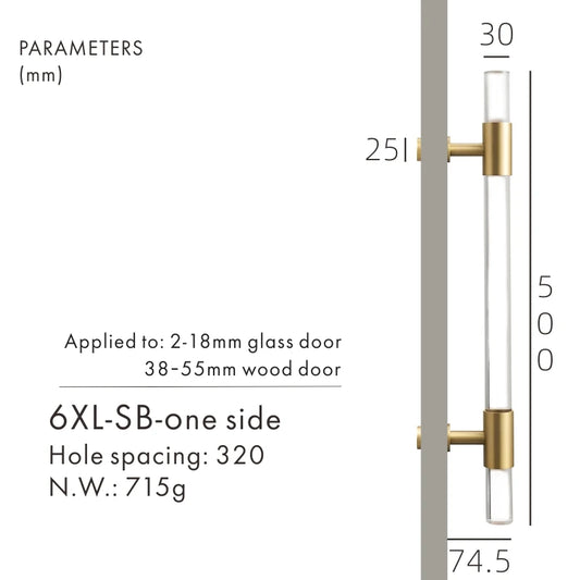 Matt Gold Brass Door Handle Double Door Pull Handle P2-SB-6XL