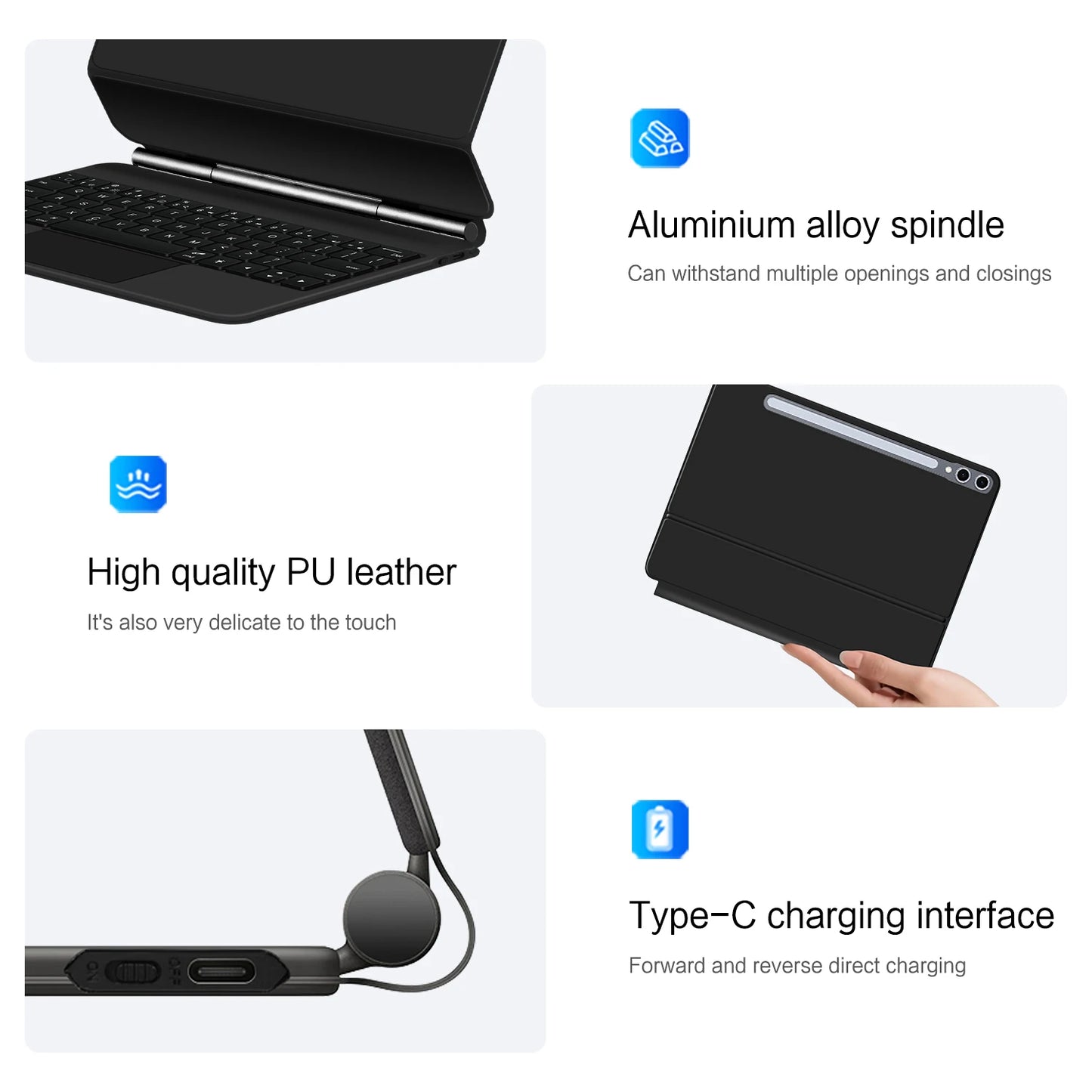 12.4 Inch Magnetic Keyboard Case for Galaxy Tab S7Plus S8Plus