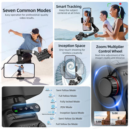 3-Axis Smartphone Gimbal Kit with Tripod and LED Light