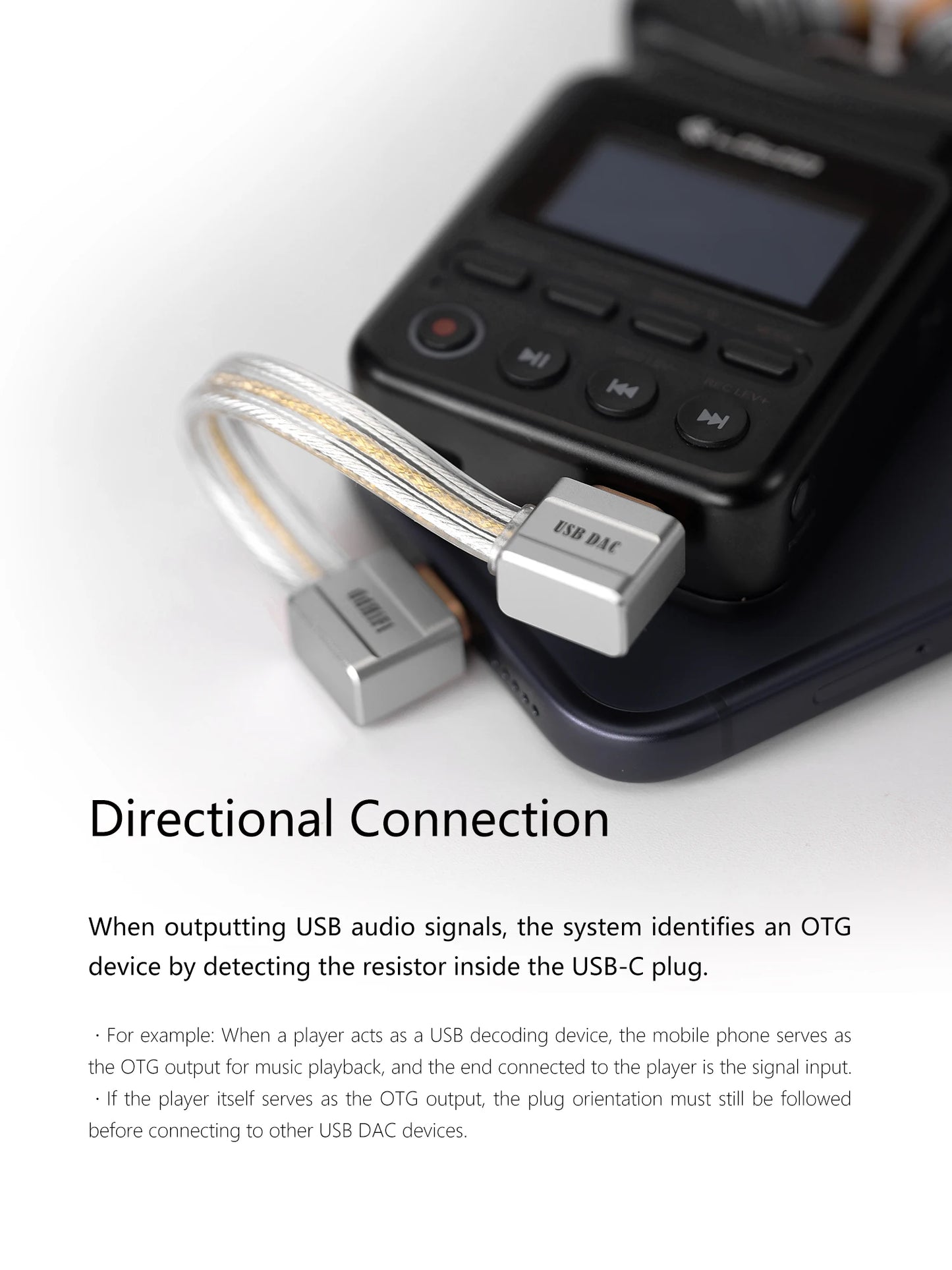 USB-C OTG Cable Pure Silver L-Shaped DAC Audio Cable