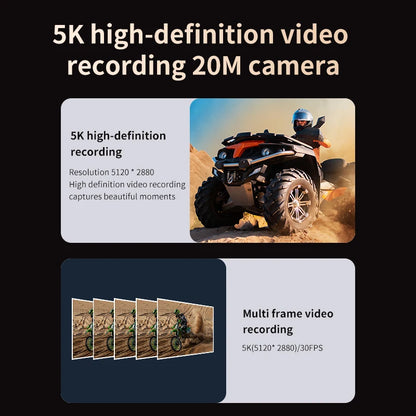 5K Waterproof Action Camera with 128GB Memory Card