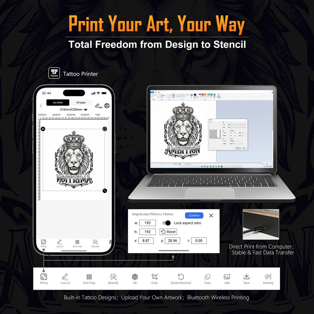 Bluetooth Wireless Tattoo Stencil Transfer Printer