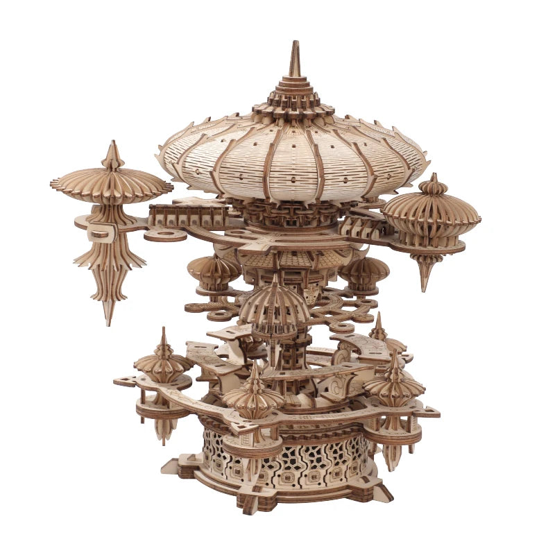 DIY 3D Wooden Puzzle Music Box Miniature Castle Model Kit