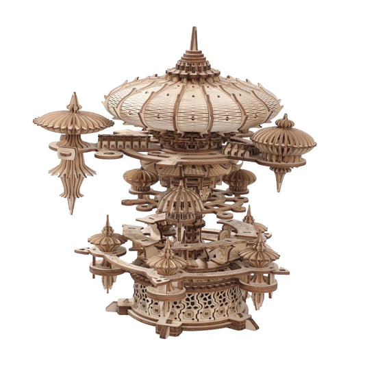 DIY 3D Wooden Puzzle Music Box Miniature Castle Model Kit