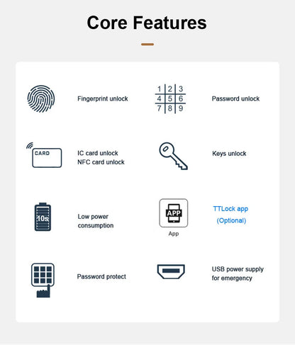 Waterproof Smart Sliding Door Lock Fingerprint Password App Control