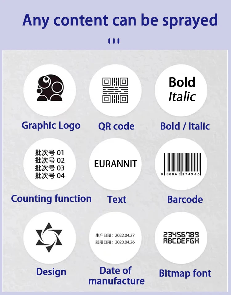 25.4mm Mini Handheld Inkjet Printer for QR and Barcodes