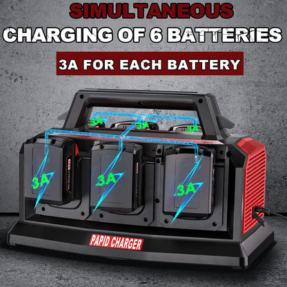 Simultaneous 6-Slot Quick Charger for Milwaukee M18 Batteries