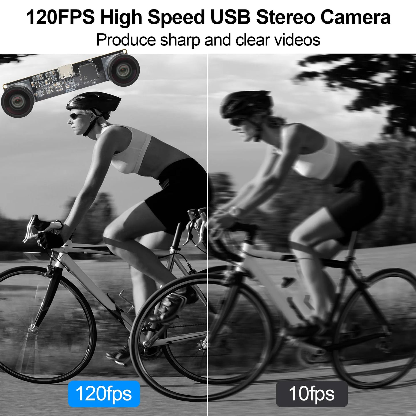 86 Degree Stereo USB Camera High Speed 3D Dual Lens
