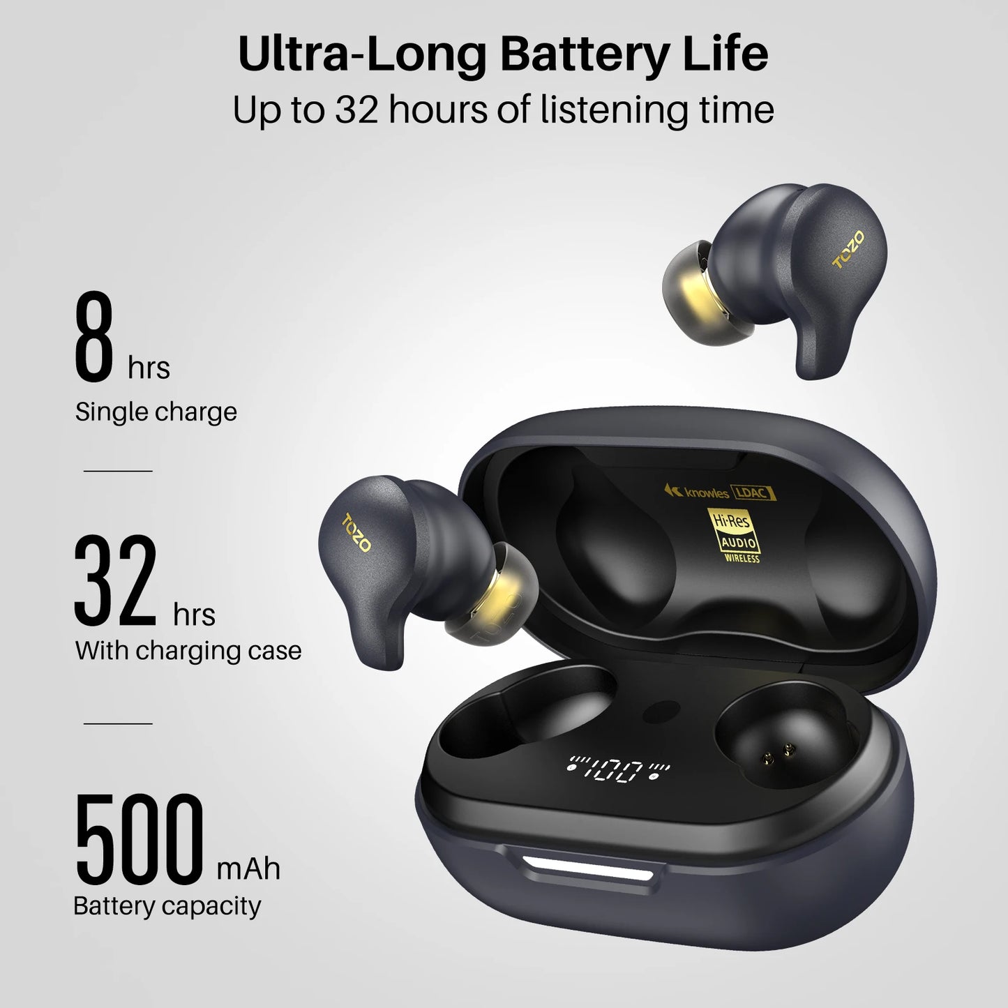 Wireless Hybrid Driver Earphones with Deep Bass and Clear Sound