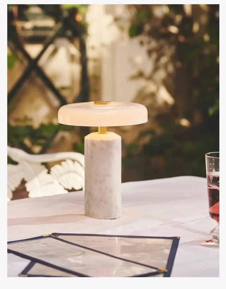 White Marble LED Table Lamp for Bedroom and Living Room