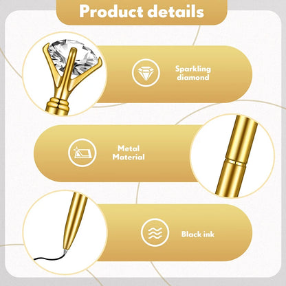 100Pcs Gold Metal Diamond Pens Bridal Shower Gifts