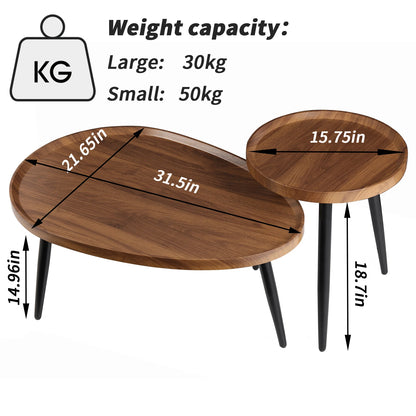 Round Nesting Coffee Tables Set of 2 Rustic Modern