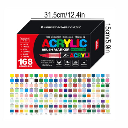 Professional 168 Colour Marker Set Soft Tip Acrylic Pens