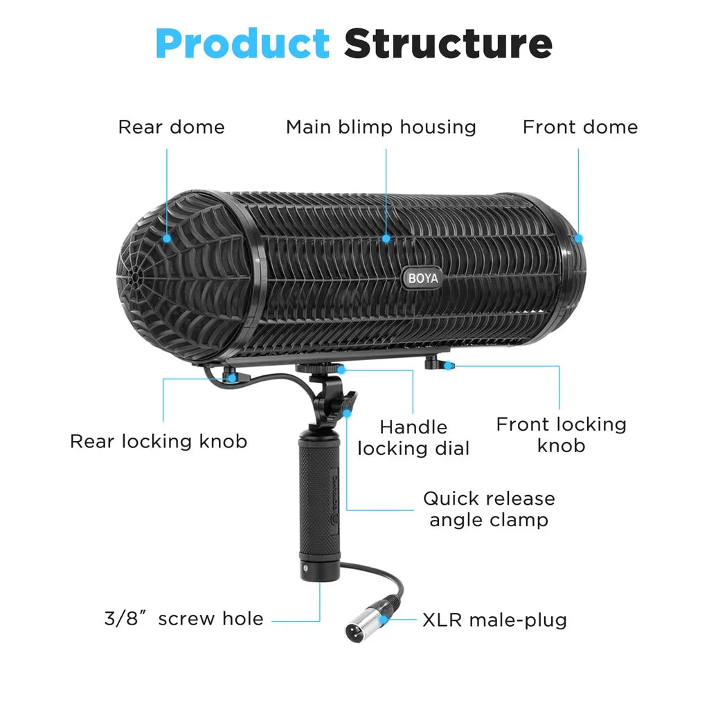 Professional Blimp Windshield and Suspension Kit for Shotgun Microphones