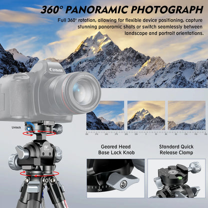 Professional Tripod Gear Head with Quick Release Plate 10kg