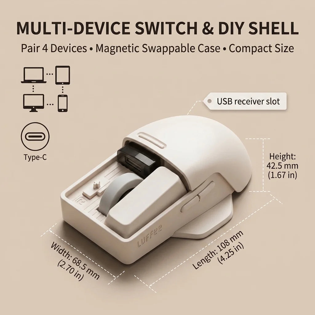 Bluetooth 5.0 Gaming Mouse with 2.4G and Wired Connectivity
