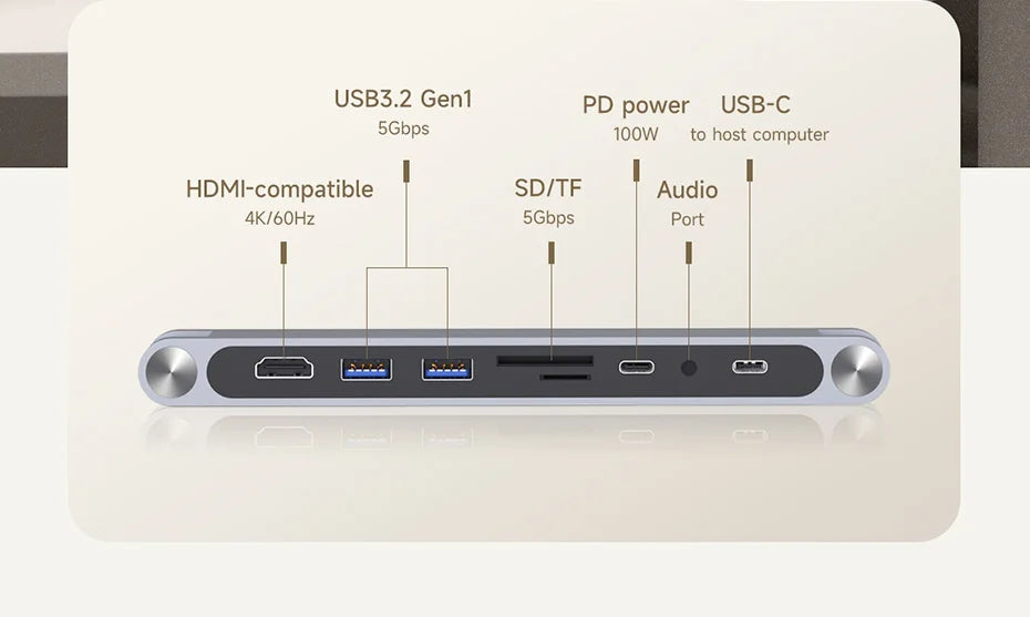 Adjustable Aluminium Laptop Stand with USB C Dock Hub