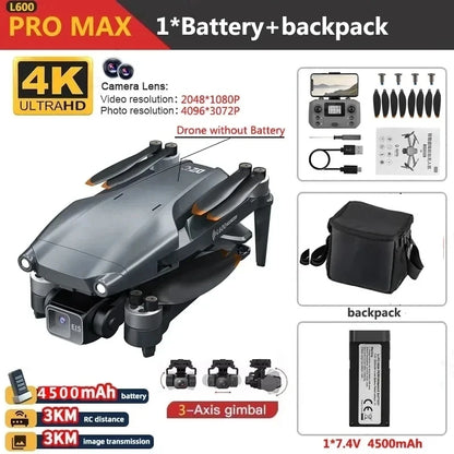 L600 PRO MAX 4K Drone with GPS and Gimbal