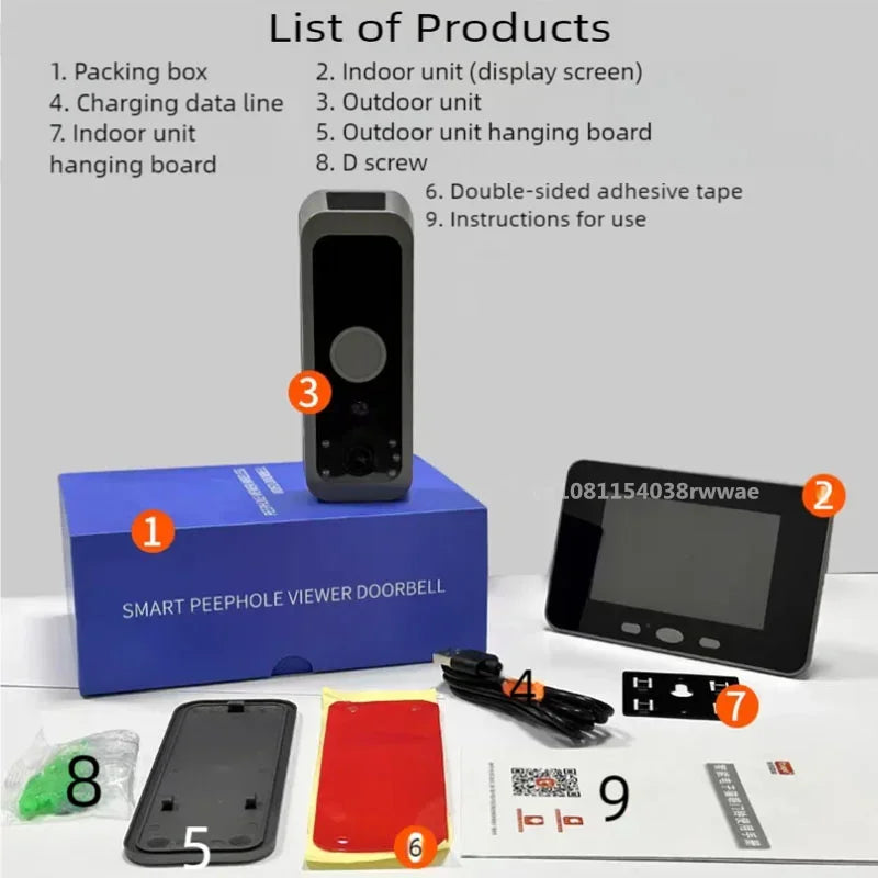 Wireless Video Doorbell with 5" Screen & Two Way Talk