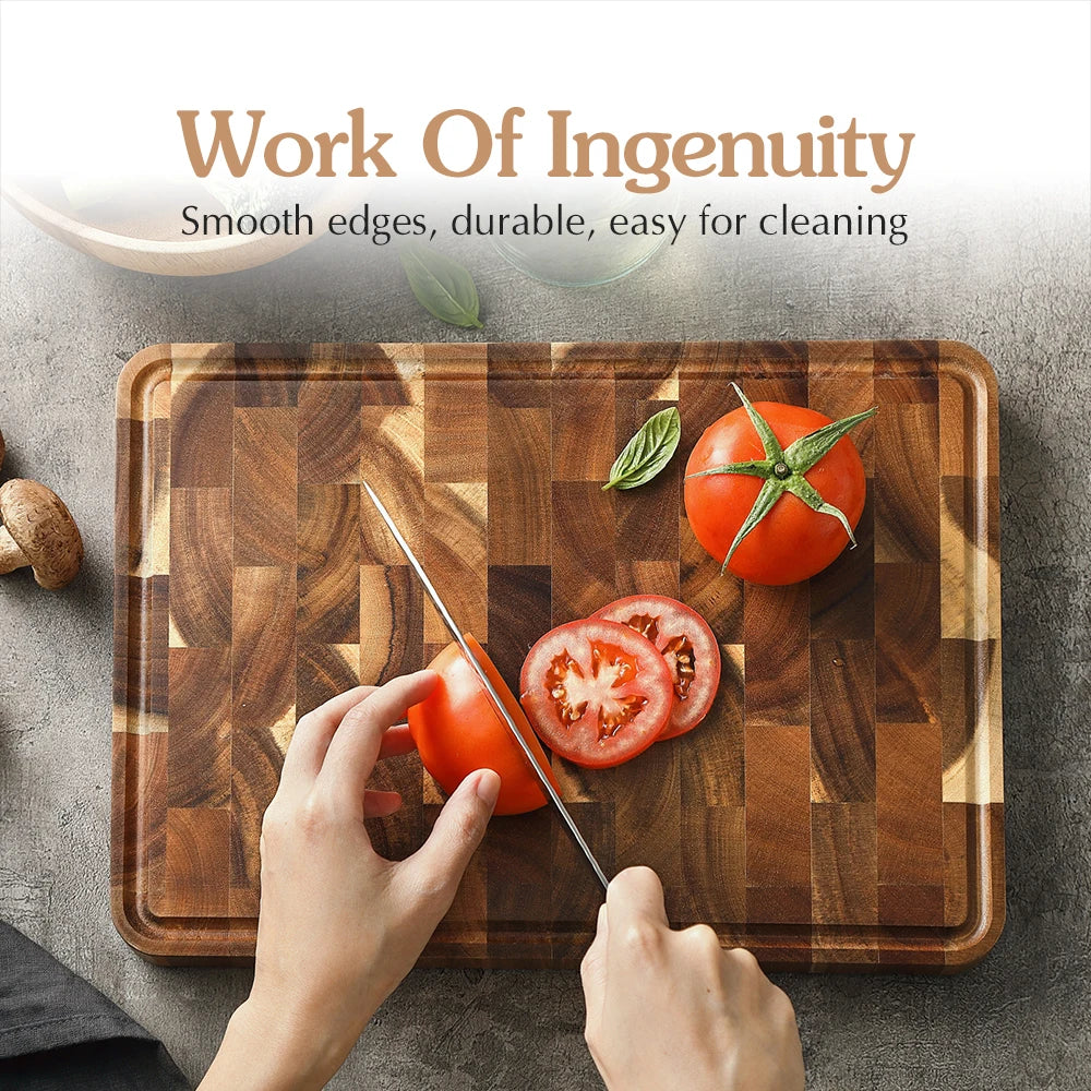 Heavy Duty Acacia Wooden Chopping Board with Juice Groove