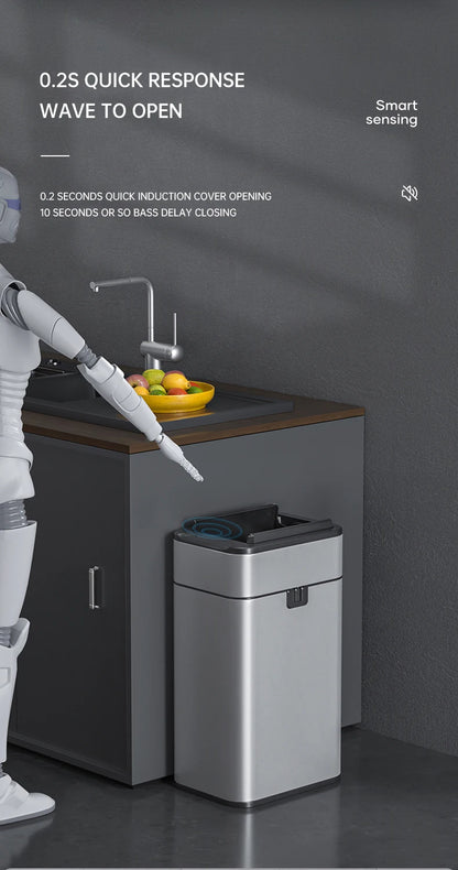 Silver 15L Automatic Touchless Rubbish Bin for Kitchen