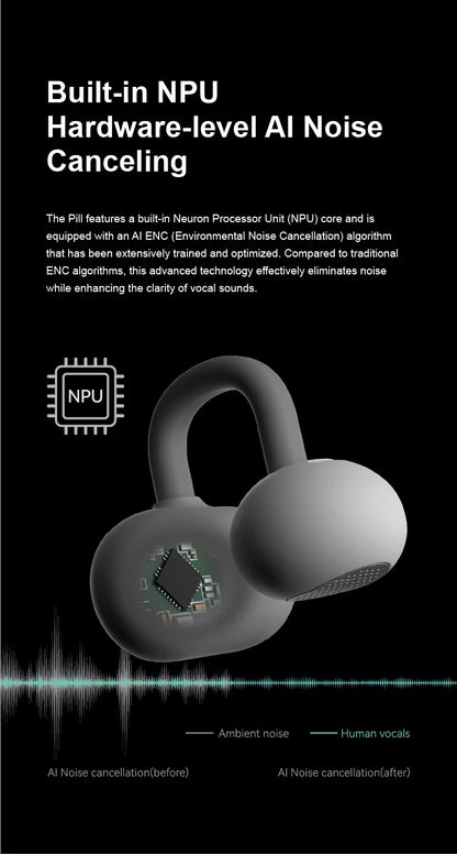 Green Bluetooth 6.0 Open-Ear Earphones with Built-in Mic and IPX4