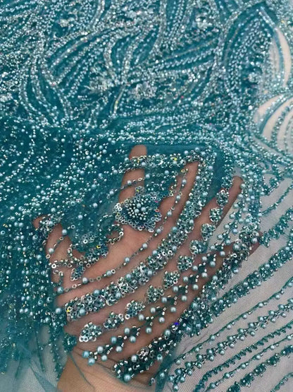 Elegant Embroidered Lace Fabric for Wedding Dress