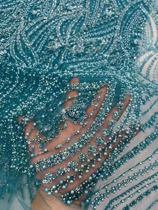 Elegant Embroidered Lace Fabric for Wedding Dress