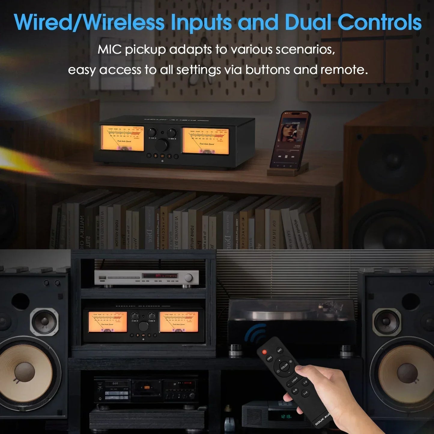 2-Way Amplifier and Speaker Switcher with Analog Display