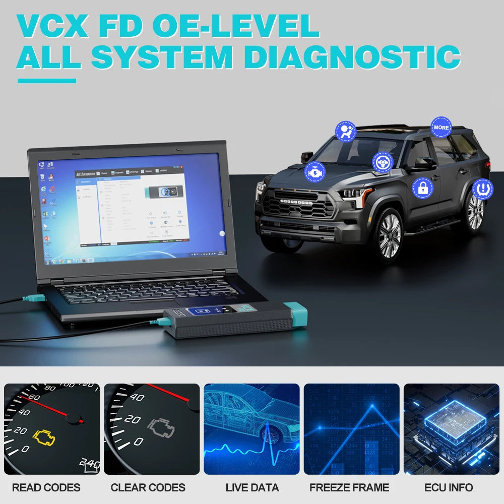 Portable VXDIAG VCX FD GM ECU Coding Scanner