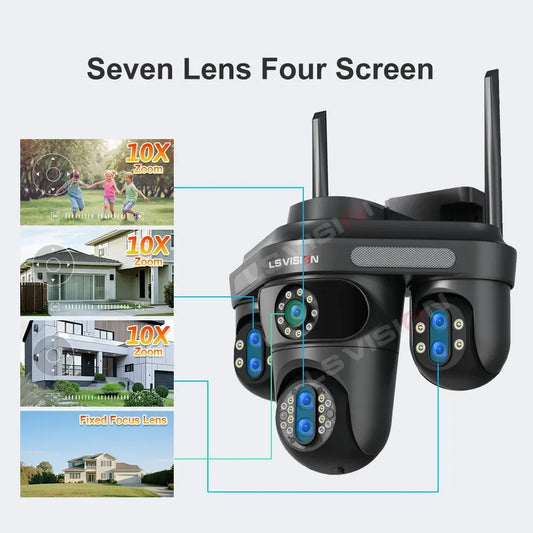 6K 35MP 4 Screen Outdoor WiFi Security Camera