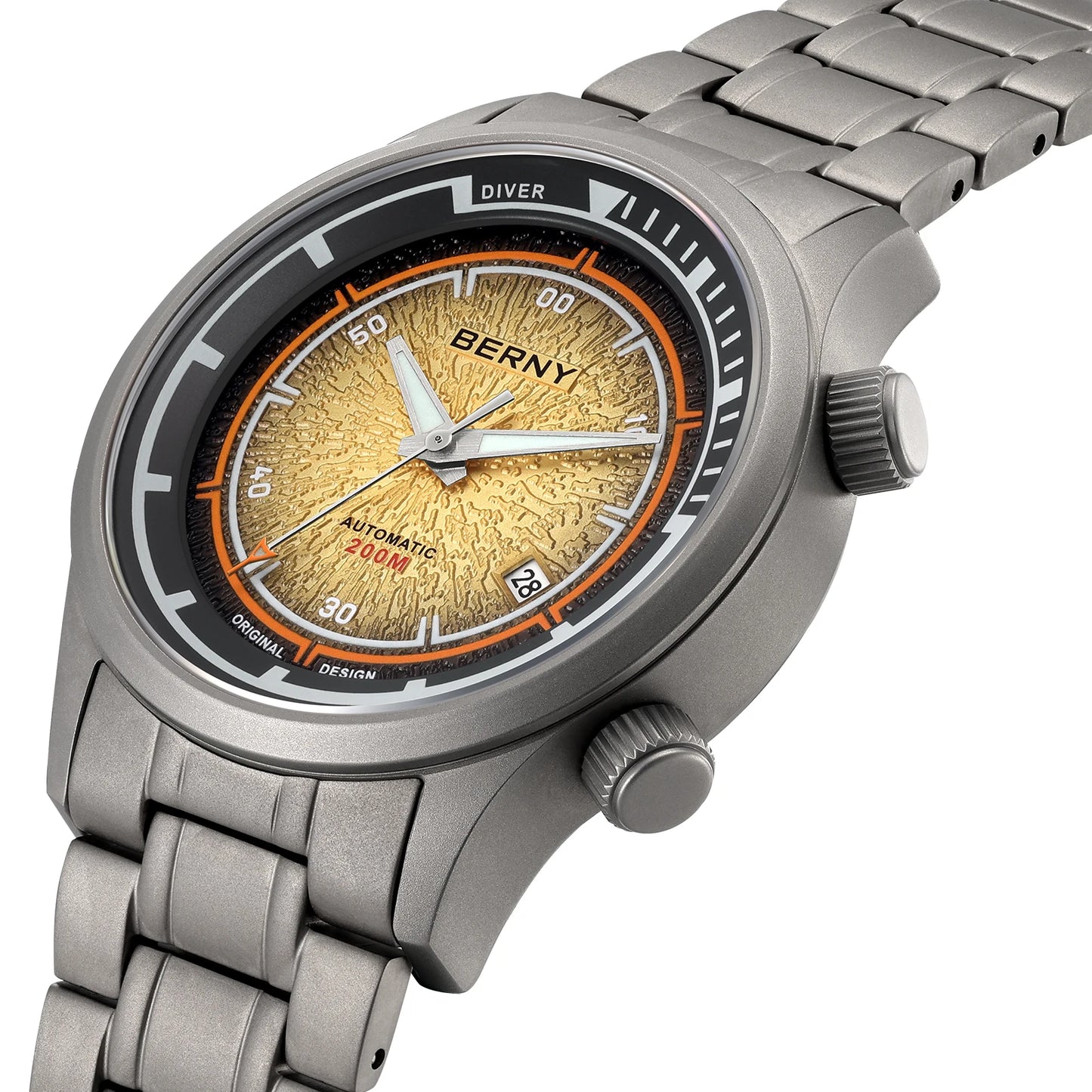 Men’s Diver Watch 20ATM  Luminous Orange Dial