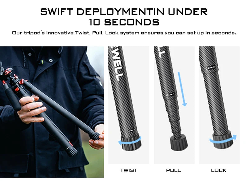 Portable Carbon Fiber Travel Tripod 1.5m with 360 Ball Head