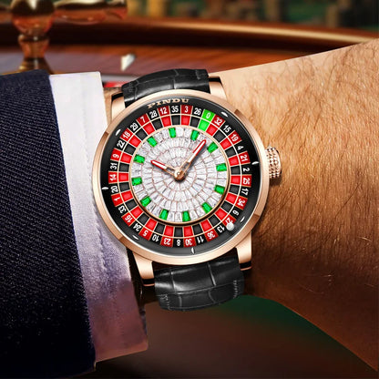 Mechanical Mens Watch Casino Wheel Dial Green