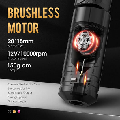 Professional Pink Wireless Tattoo Pen Kit Brushless Motor 2400mAh