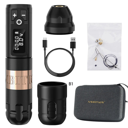 Professional Tattoo Gun Kit Adjustable Stroke Wireless Pen