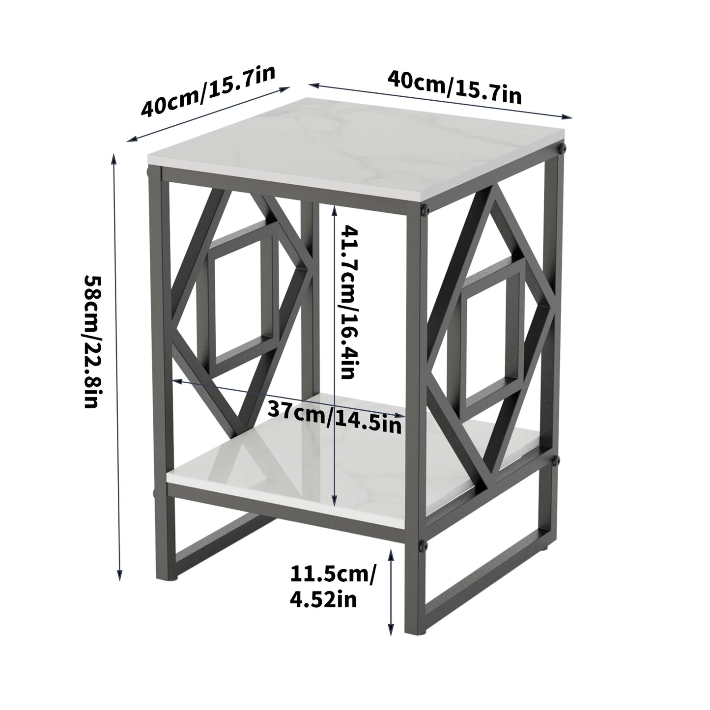 Modern White Marble Side Table with Durable Black Frame